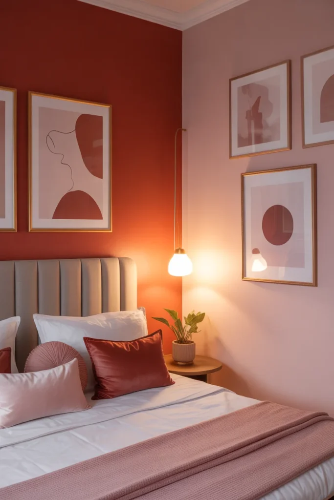 Coquette Pink & Red Wall Decor Ideas for a Chic and Stylish Home 4 Accent wall in a cozy bedroom