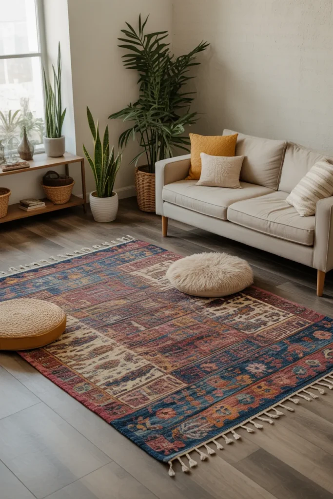 20+ Best Family Room Carpet Ideas for a Stylish & Cozy Home 18 Boho Style Rug