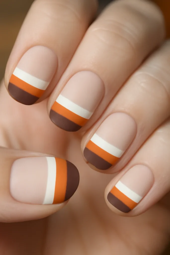 13 Halloween Nail Ideas 2025 | Spooky-Chic & Easy Nail Designs 11 Candy Corn Stripes with a Twist