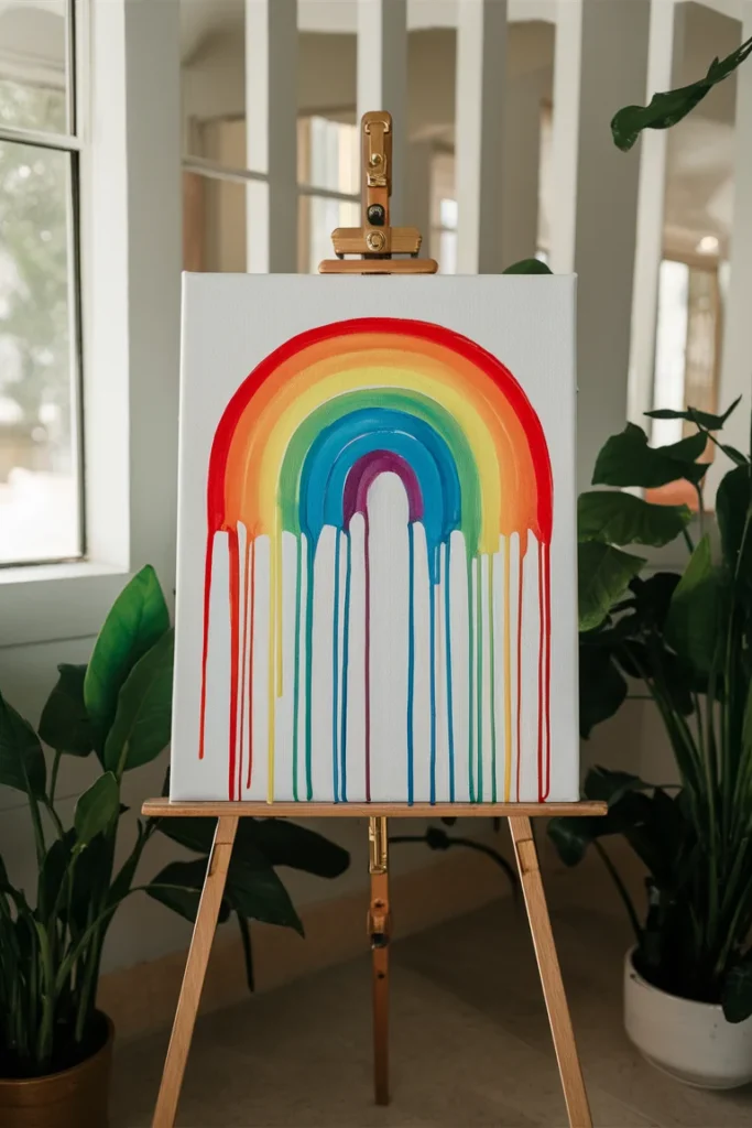 11 Canvas Painting Ideas for Beginners 10 Canvas painting of rainbow drip art