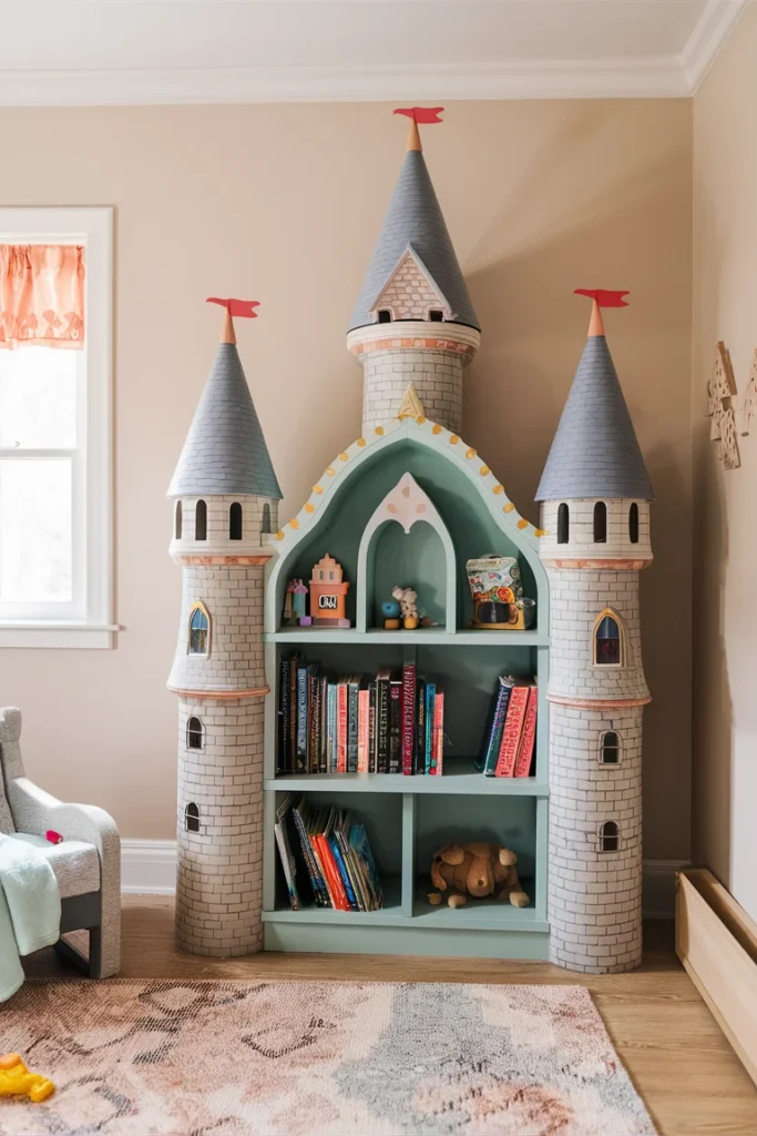 11 Whimsical Children’s Bookshelf Designs for Kids 4 Castle shaped bookshelf