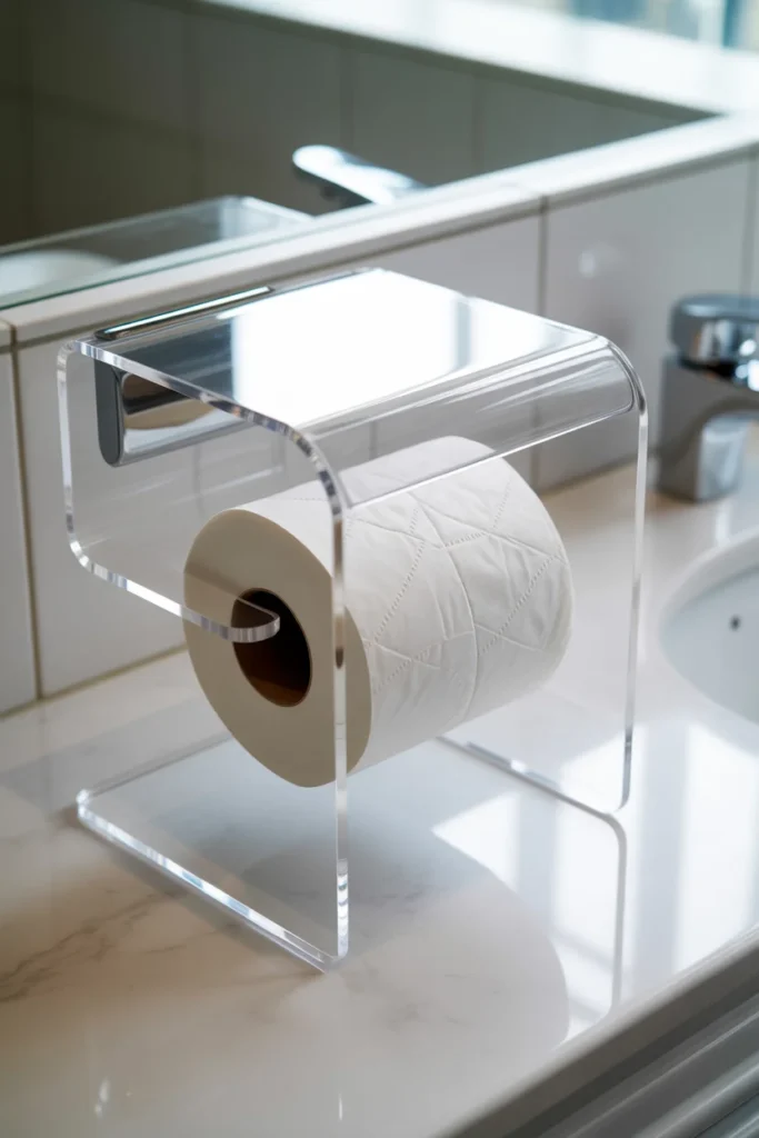 Clear acrylic toilet paper holder