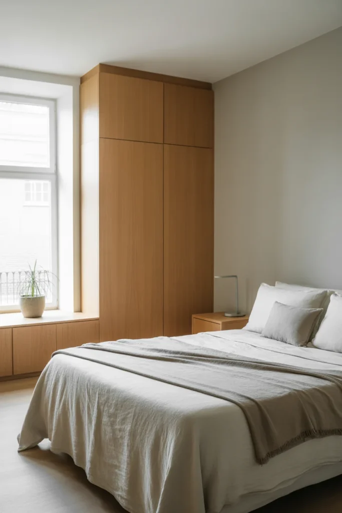 Top 10 Bedroom Cupboard Designs: Stylish, Functional, and Modern Ideas 8 Compact bedroom with a corner cupboard design