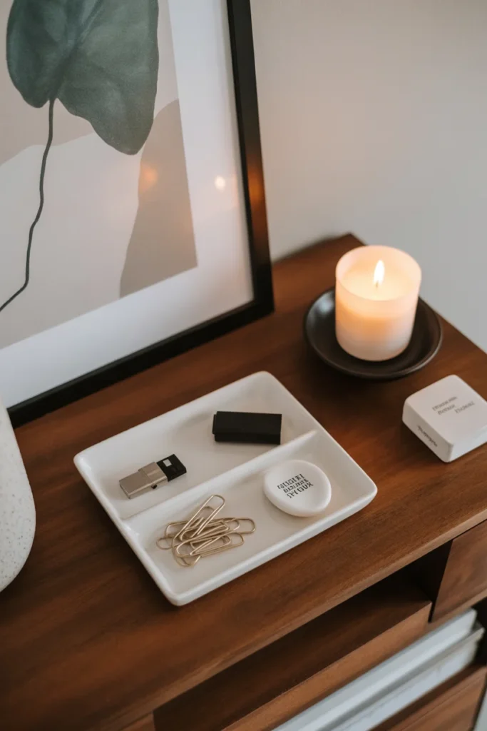 10 Unique & Simple Home Office Desk Styling Ideas 5 Curated Catch All Tray
