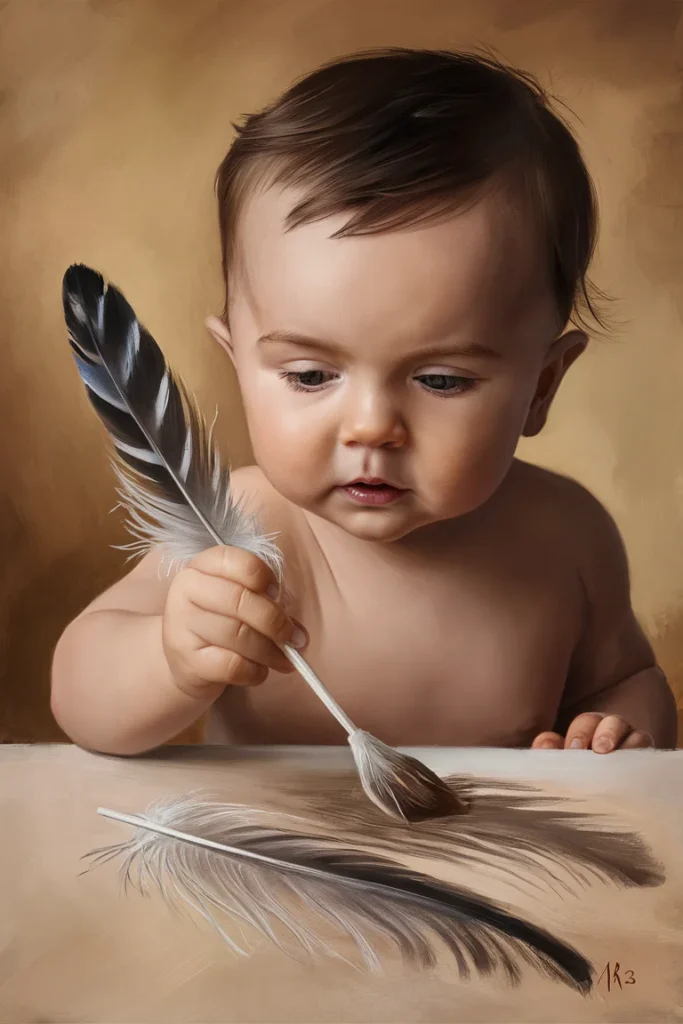 12+ Creative Baby Painting Ideas to Try at Home 11 Feather Painting