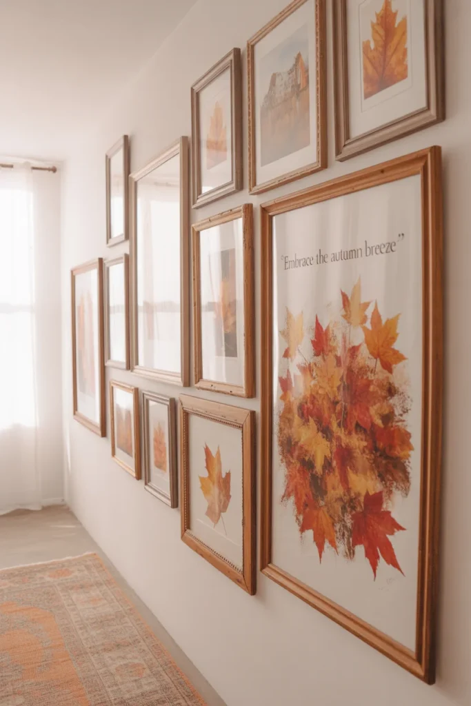 Fall DIY Home Decor Ideas to Warm Up Your Space 8 Gallery wall with fall themed art prints