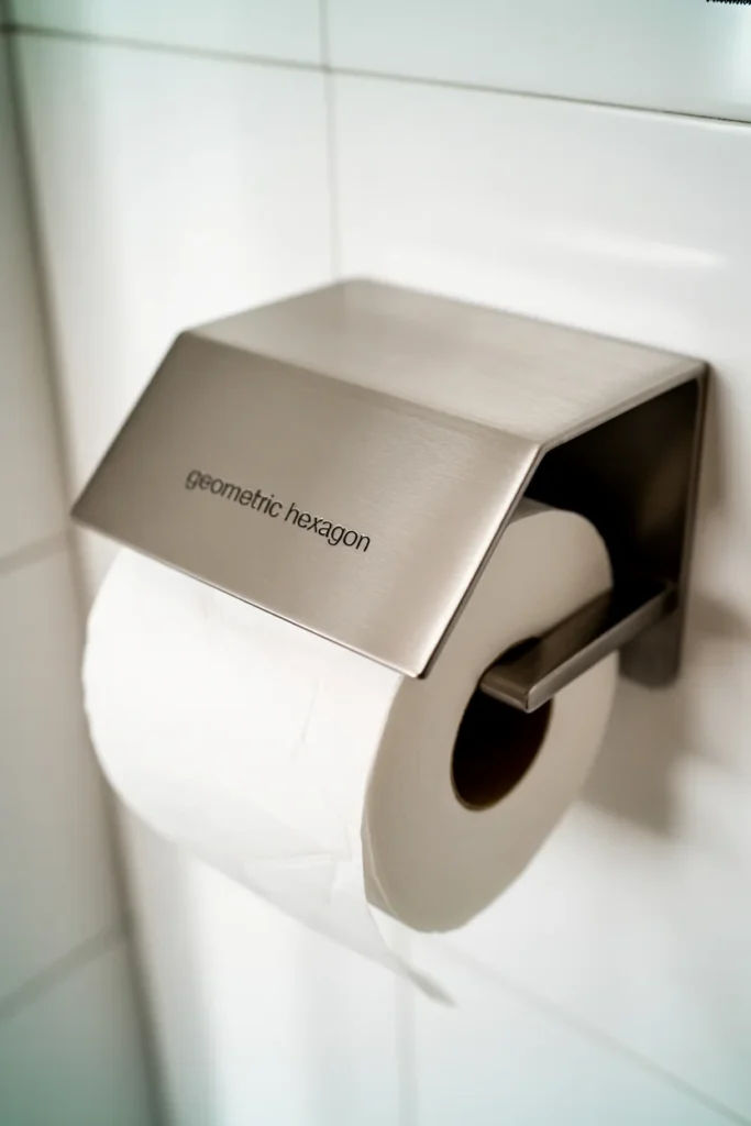 Geometric hexagonal metal toilet paper holder