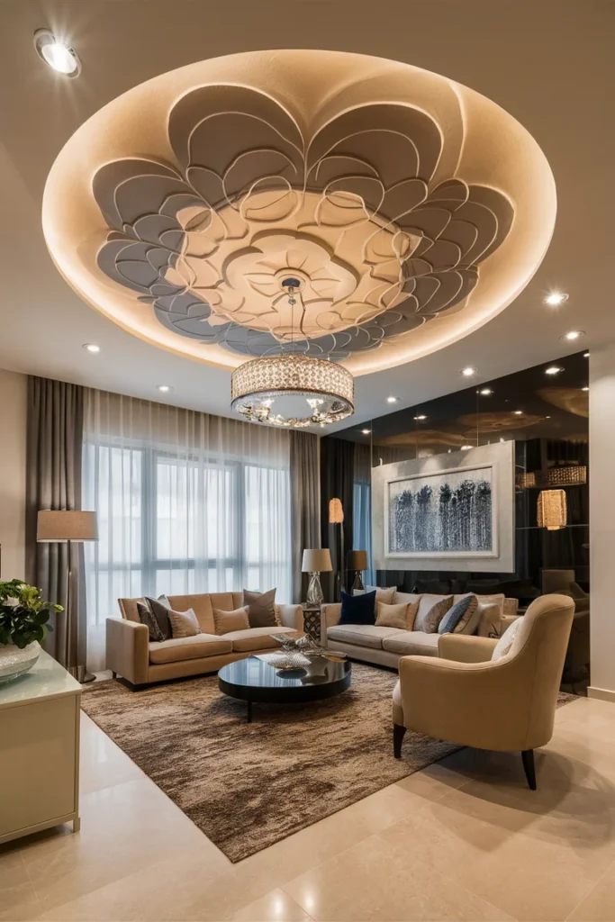 11 Modern Ceiling Decoration Ideas | Trending Designs for 2025 Homes 8 Gypsum Ceilings with Artistic Patterns