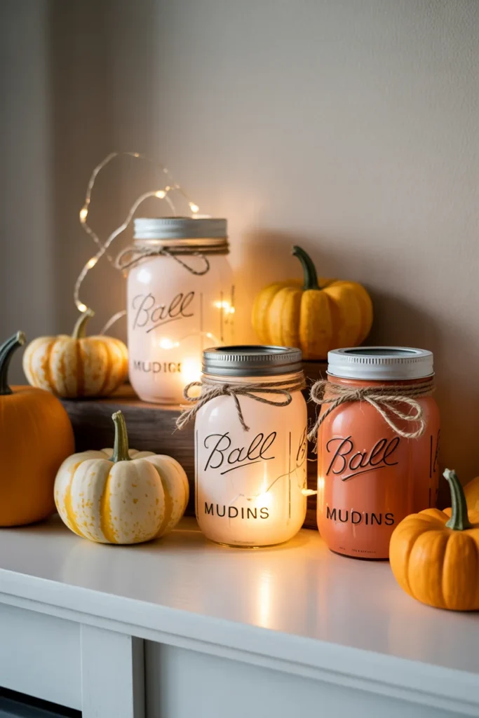Fall DIY Home Decor Ideas to Warm Up Your Space 9 Mason jars painted in fall colors