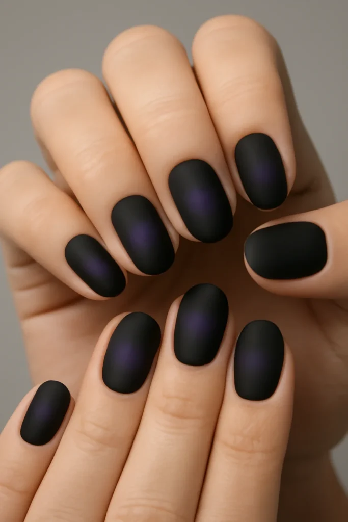 13 Halloween Nail Ideas 2025 | Spooky-Chic & Easy Nail Designs 3 Matte Black Aura Nails