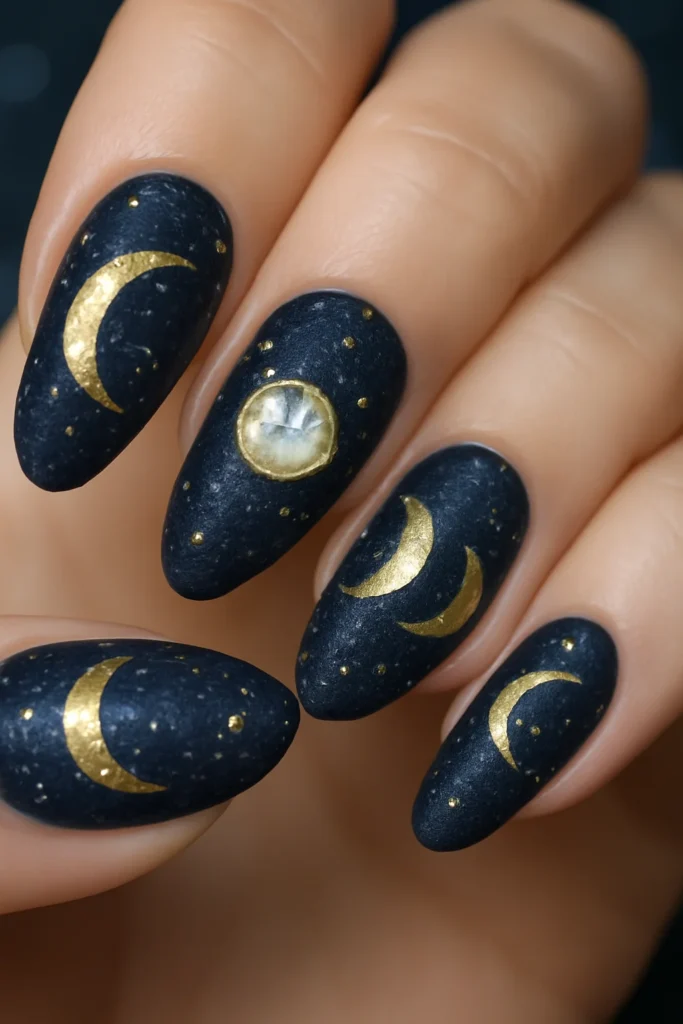 13 Halloween Nail Ideas 2025 | Spooky-Chic & Easy Nail Designs 12 Moody Moon Phases