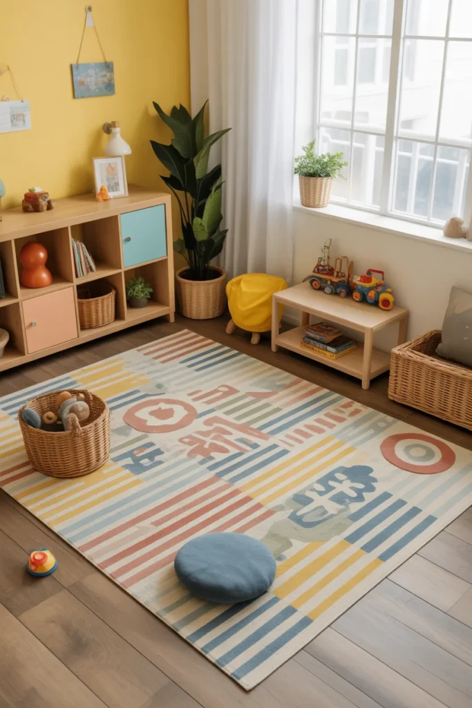 20+ Best Family Room Carpet Ideas for a Stylish & Cozy Home 16 Multi Colored Rug