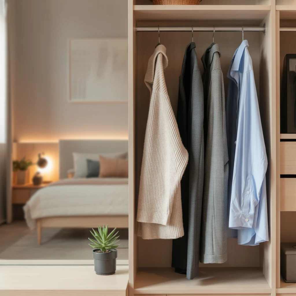 Top 10 Bedroom Cupboard Designs: Stylish, Functional, and Modern Ideas 6 Open wardrobe cupboard design minimal shelves
