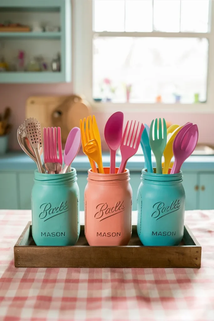 13+ Smart and Stylish Utensil Holder Ideas for Every Kitchen 5 Repurposed Mason Jars