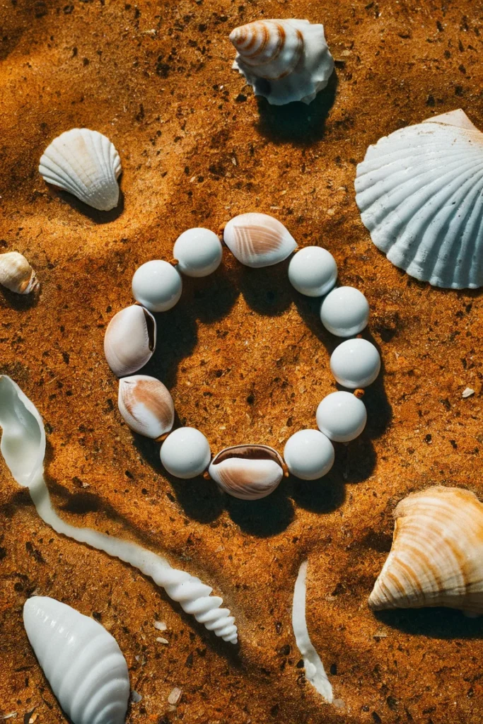 13+ Creative Beaded Bracelet Ideas to Try in 2025 | DIY Jewelry Inspiration 12 Shell and bead bracelet on sandy beach