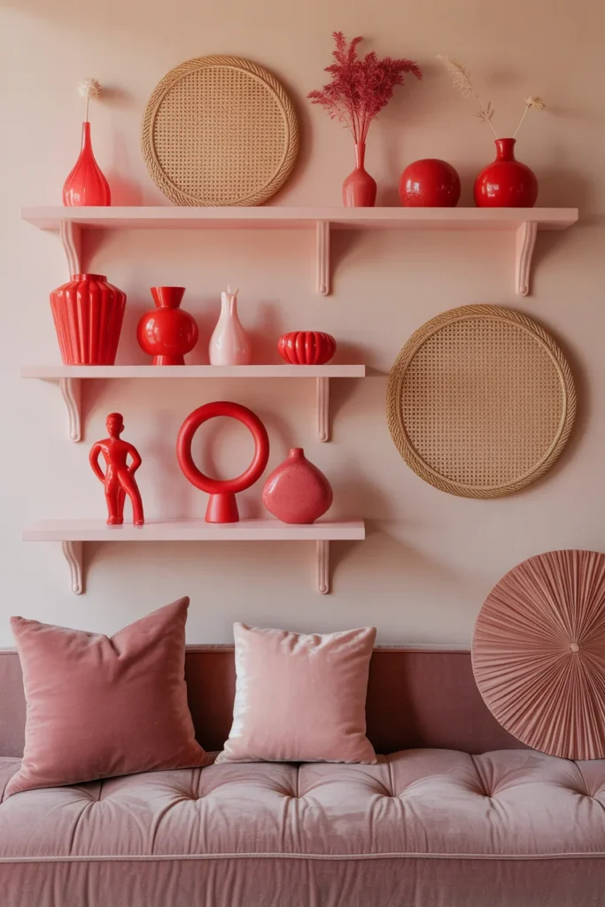 Coquette Pink & Red Wall Decor Ideas for a Chic and Stylish Home 6 Shelves Decorative Items