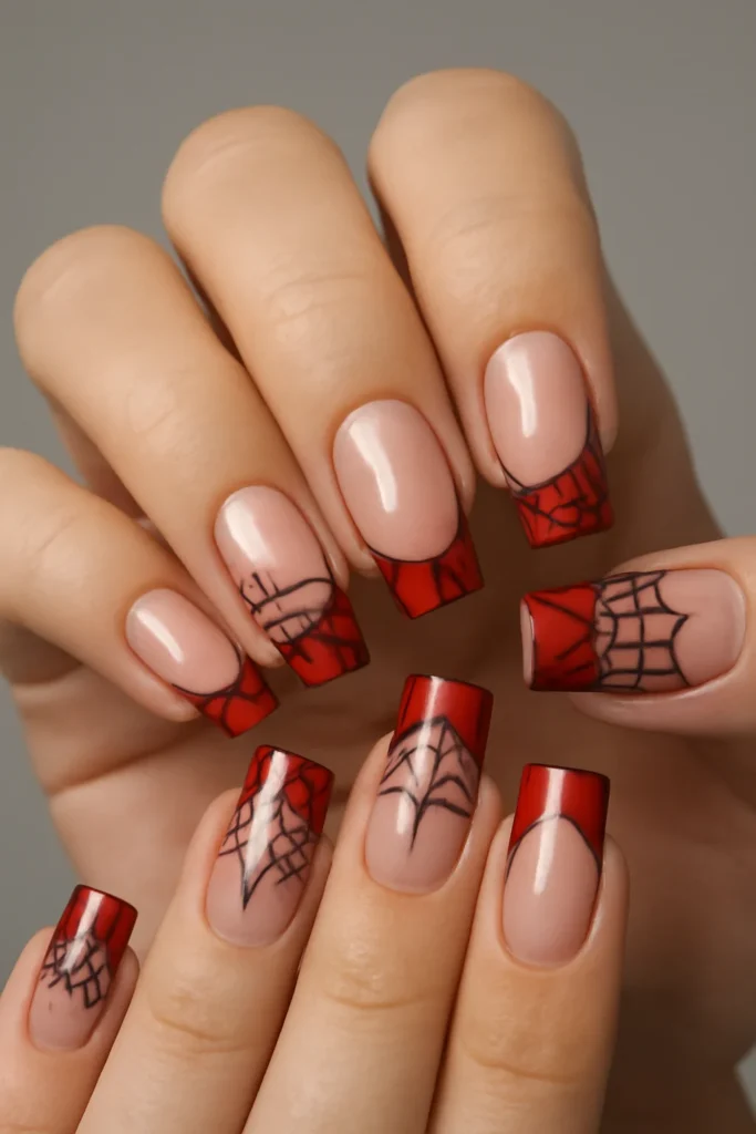 13 Halloween Nail Ideas 2025 | Spooky-Chic & Easy Nail Designs 4 Spiderweb French Tips