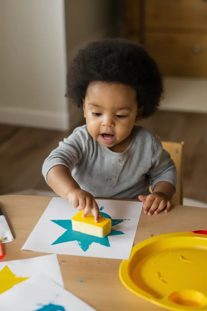 12+ Creative Baby Painting Ideas to Try at Home 7 Sponge Shapes