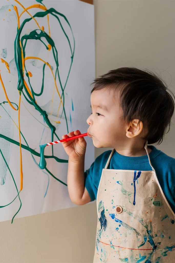 12+ Creative Baby Painting Ideas to Try at Home 12 Straw Blowing Art