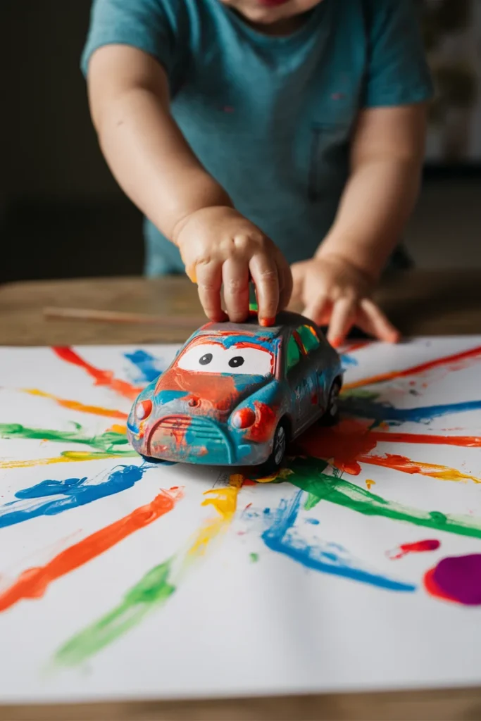 12+ Creative Baby Painting Ideas to Try at Home 8 Toy Car Painting