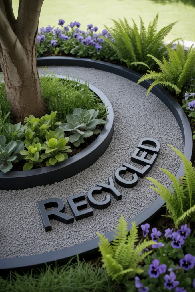 Tree ring with black recycled rubber edging