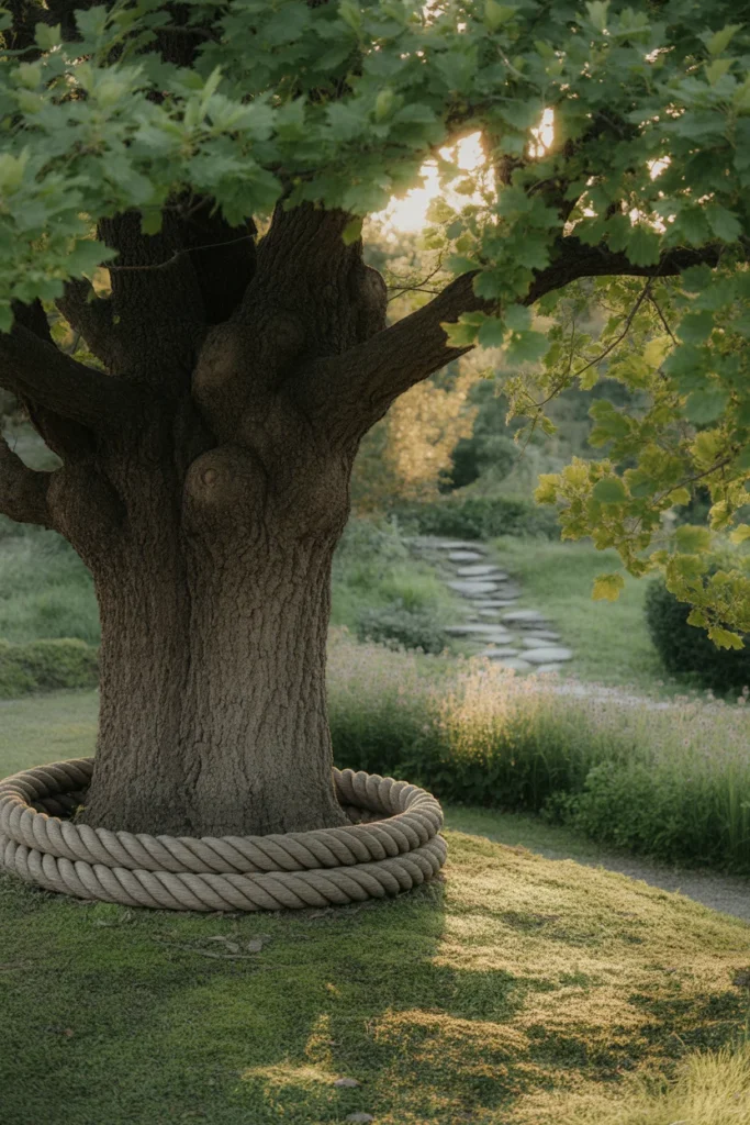 Tree with rope edging