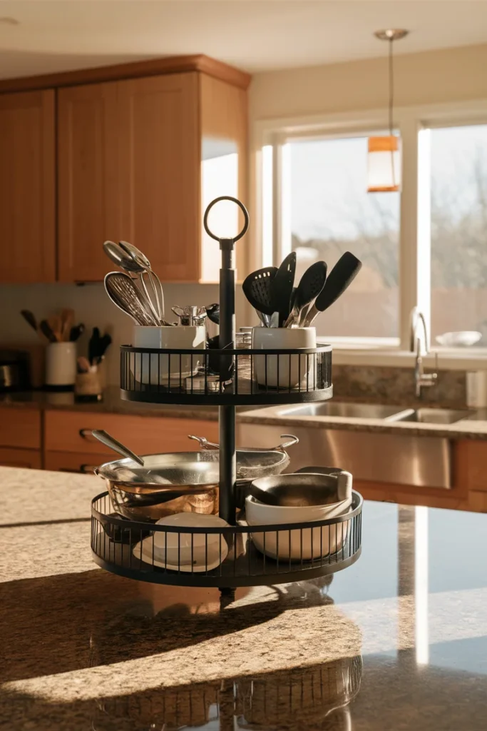 13+ Smart and Stylish Utensil Holder Ideas for Every Kitchen 6 Two Tiered Countertop Stand