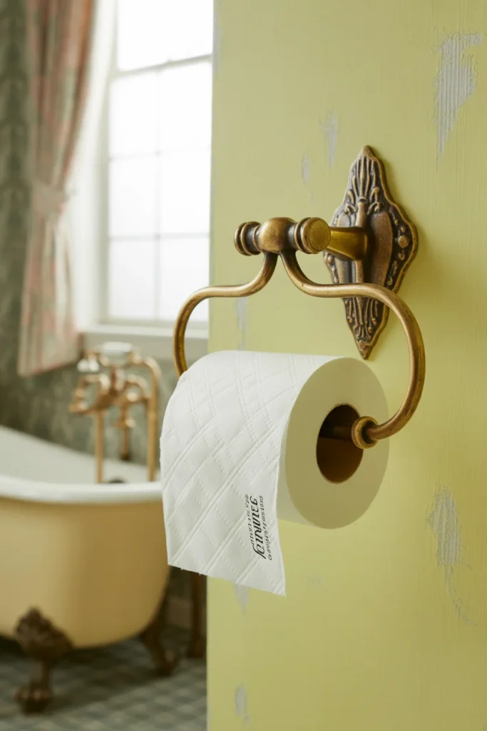 Vintage brass toilet paper holder
