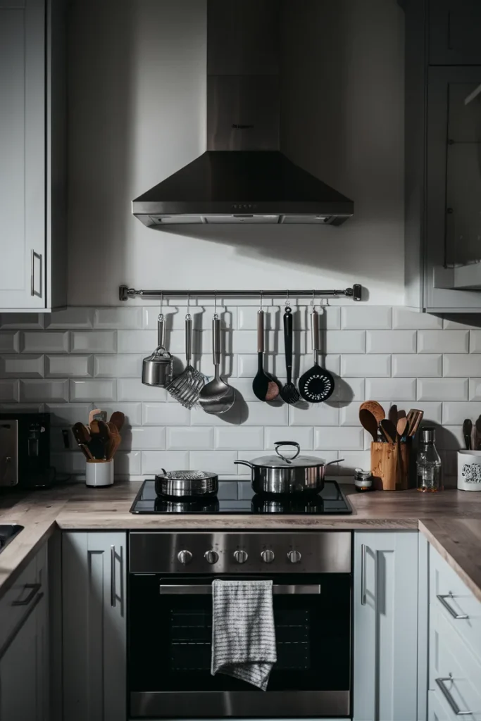 13+ Smart and Stylish Utensil Holder Ideas for Every Kitchen 3 Wall mounted stainless steel rail