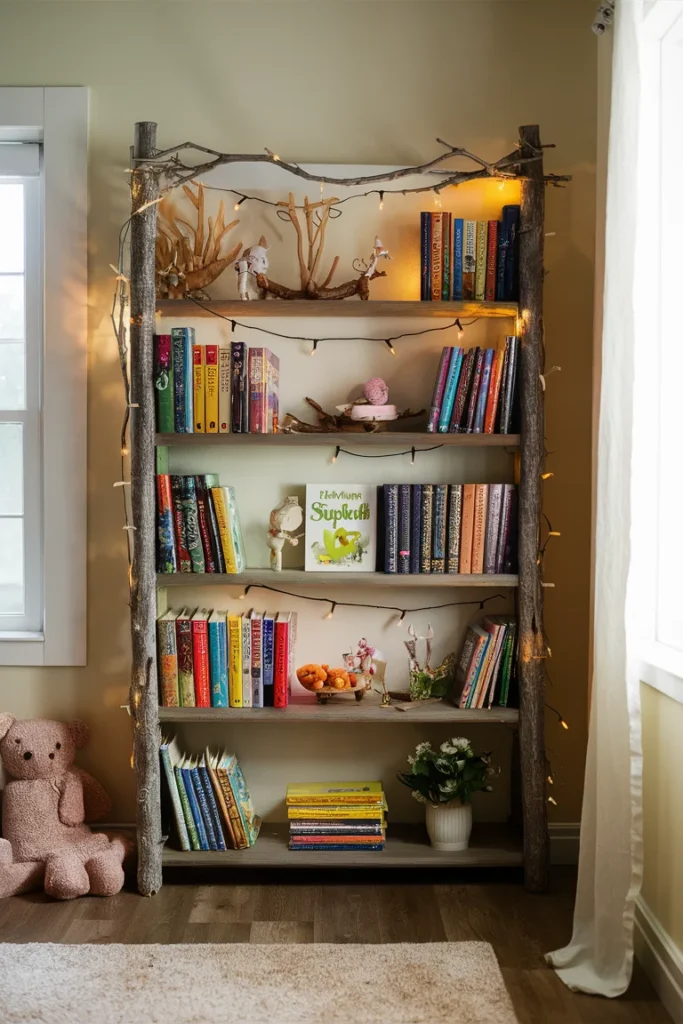 11 Whimsical Children’s Bookshelf Designs for Kids 2 Whimsical forest themed bookshelf