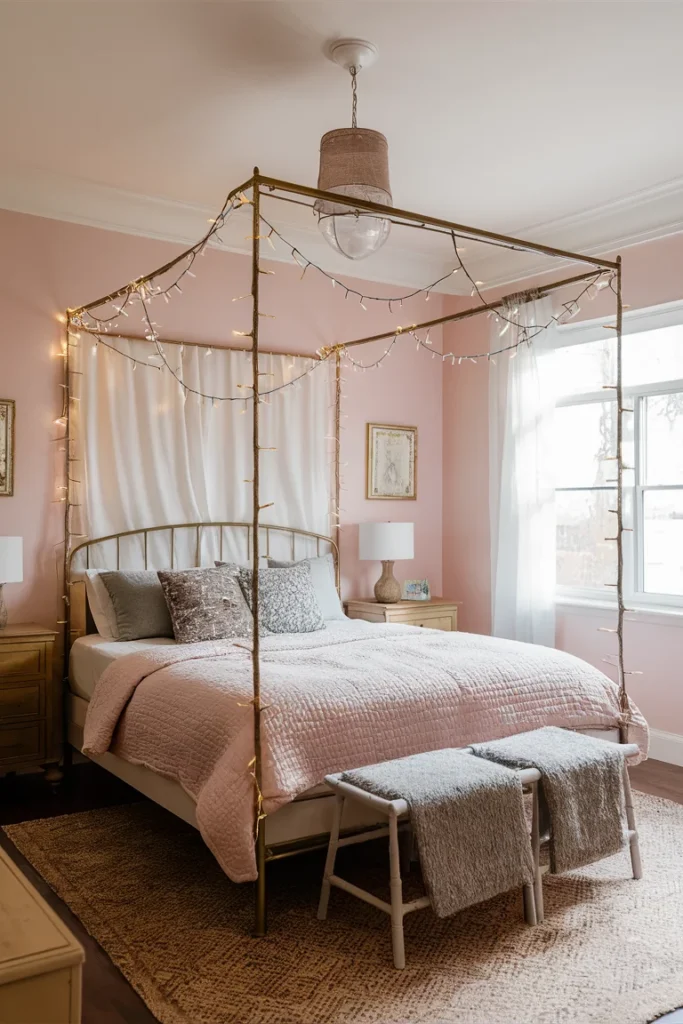 30 Aesthetic and Cute Bedroom Decor Ideas for Inspiration 2 a dreamy bedroom with fairy lights drape Q0cS4LN2RlqB2V4GBioWbg sxLEZsRSRpyEoaUP6J vKQ