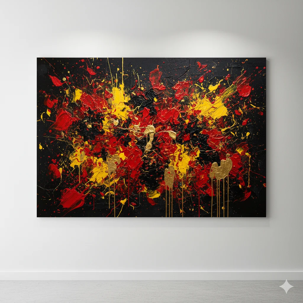 10 Modern Wall Art Ideas to Transform Your Space – Stylish Home Decor Tips 3 abstract expressionist wall art piece with vibrant red
