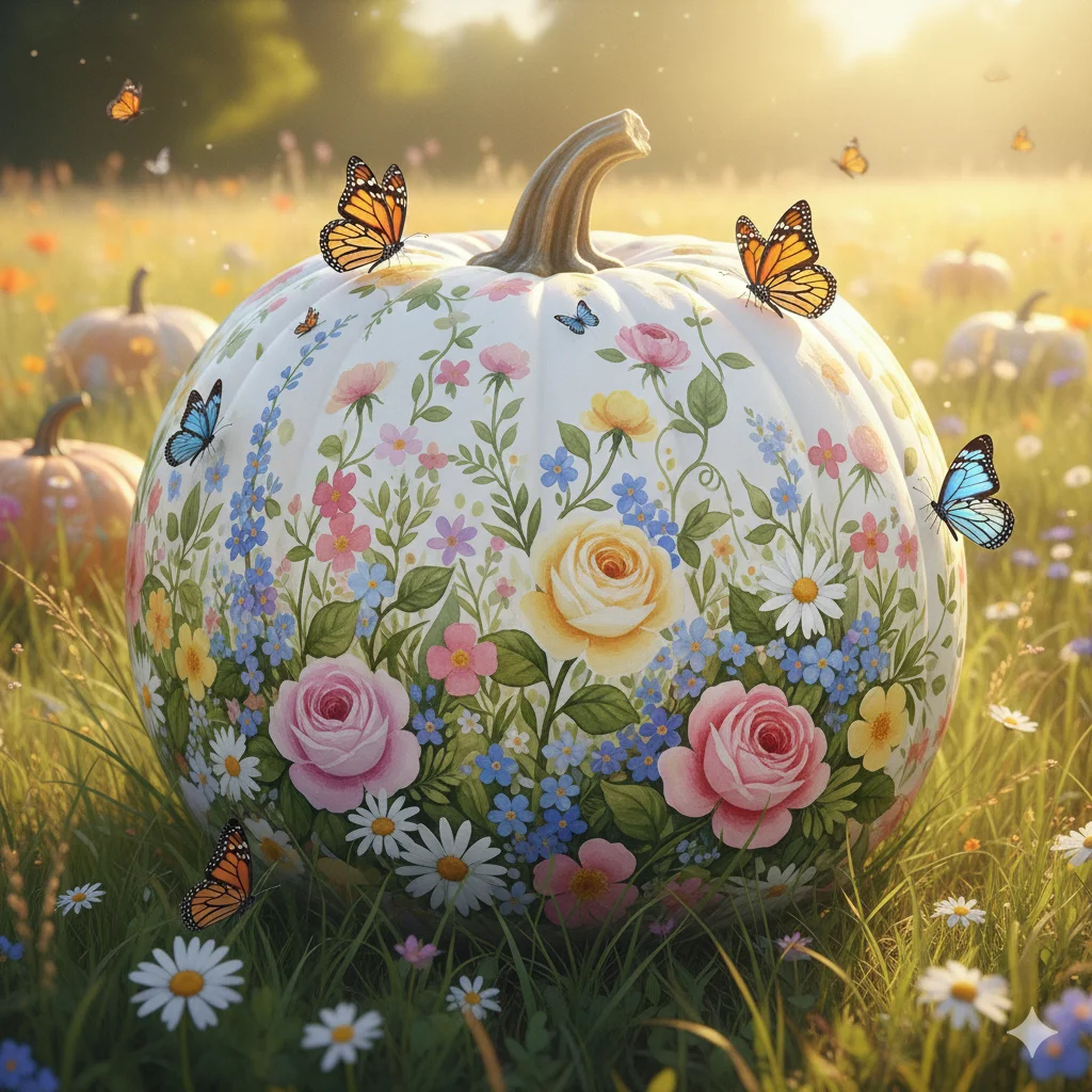 10 Fun And Easy Pumpkin Painting Ideas for Kids 10 beautiful painted pumpkin covered in colorful flowers