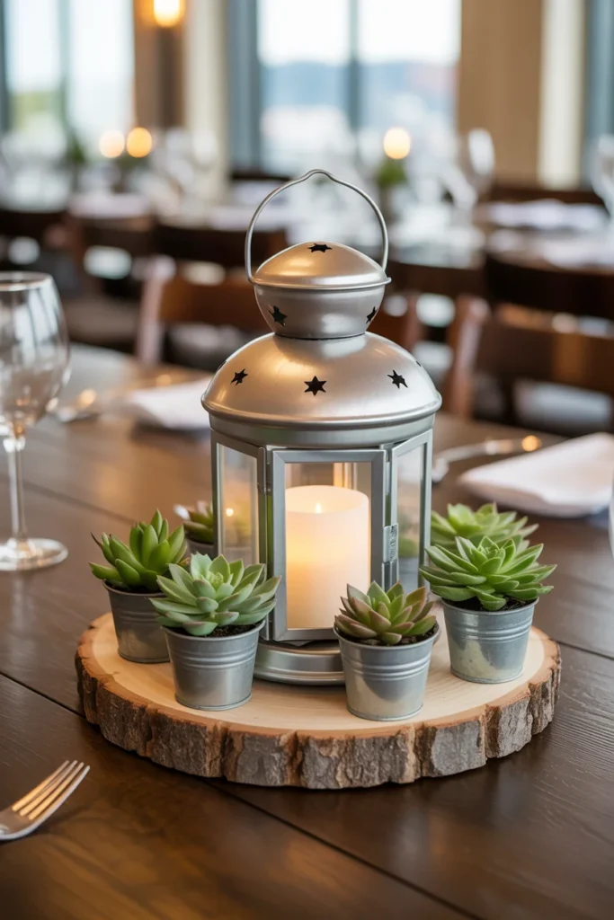 15 DIY Wedding Centerpieces Ideas to Elevate Your Special Day 15 centerpiece featuring a lantern surrounded by small potted