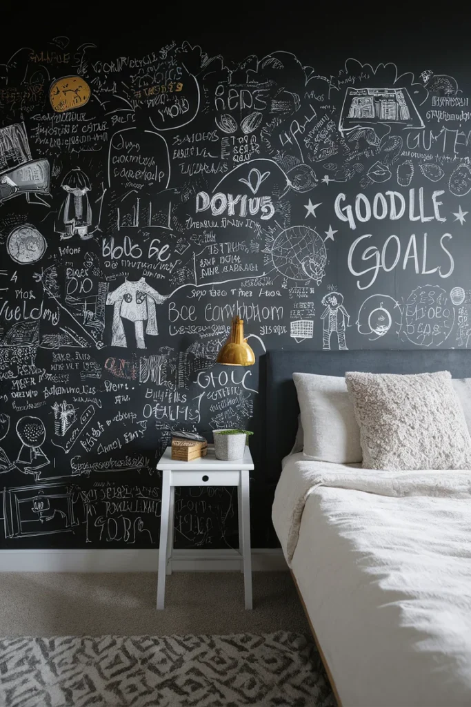 30 Aesthetic and Cute Bedroom Decor Ideas for Inspiration 27 chalkboard wall in a teen bedroom with d 5uPWT5RHR16EAoUGgX8ogw eXkEU69jQ1uWIbsjqO3dWA