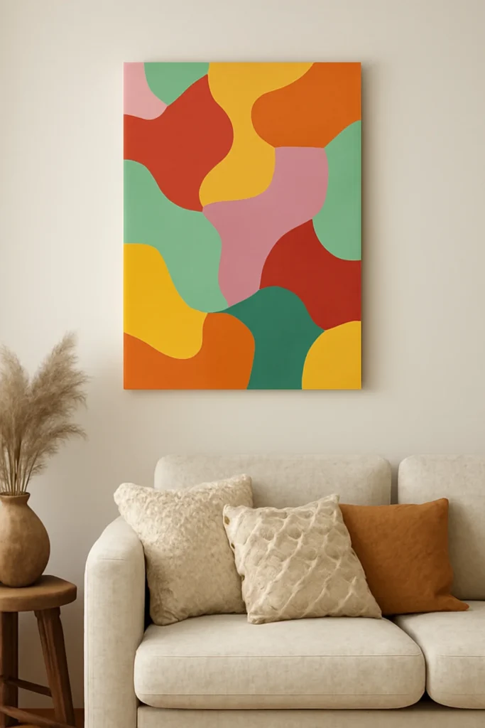 10 DIY Wall Decor Ideas Under $20 2 colorful fabric stretched over a wooden frame