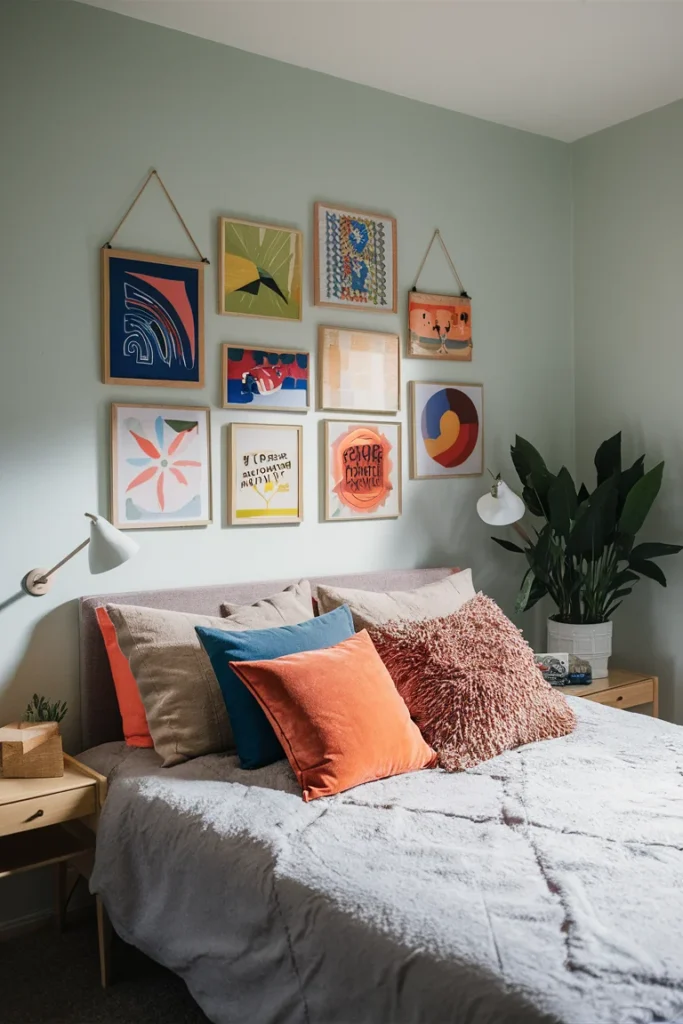 30 Aesthetic and Cute Bedroom Decor Ideas for Inspiration 30 diy colorful wall art in a small bedroom G4tJFRJSSUyVO0eF1LsxWw vXFFC BlSuWh3iCh8voxcA