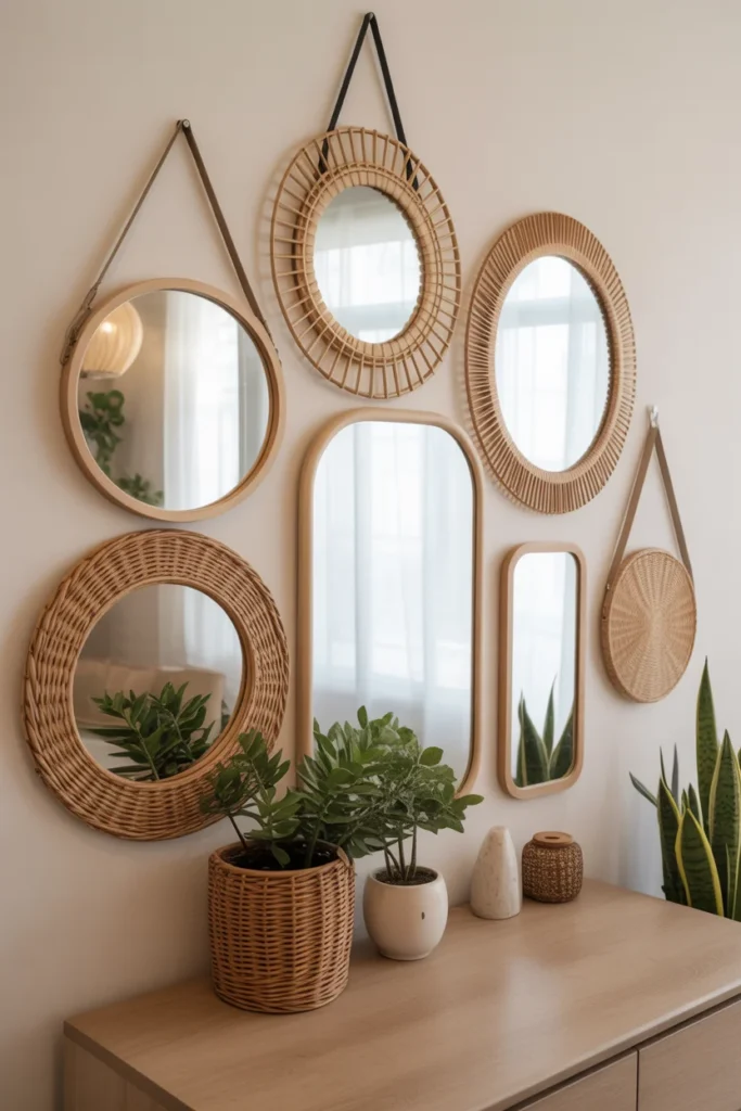 11 Bohemian Mirror Wall Decor Ideas to Elevate Your Space 7 gallery wall of various mirrors