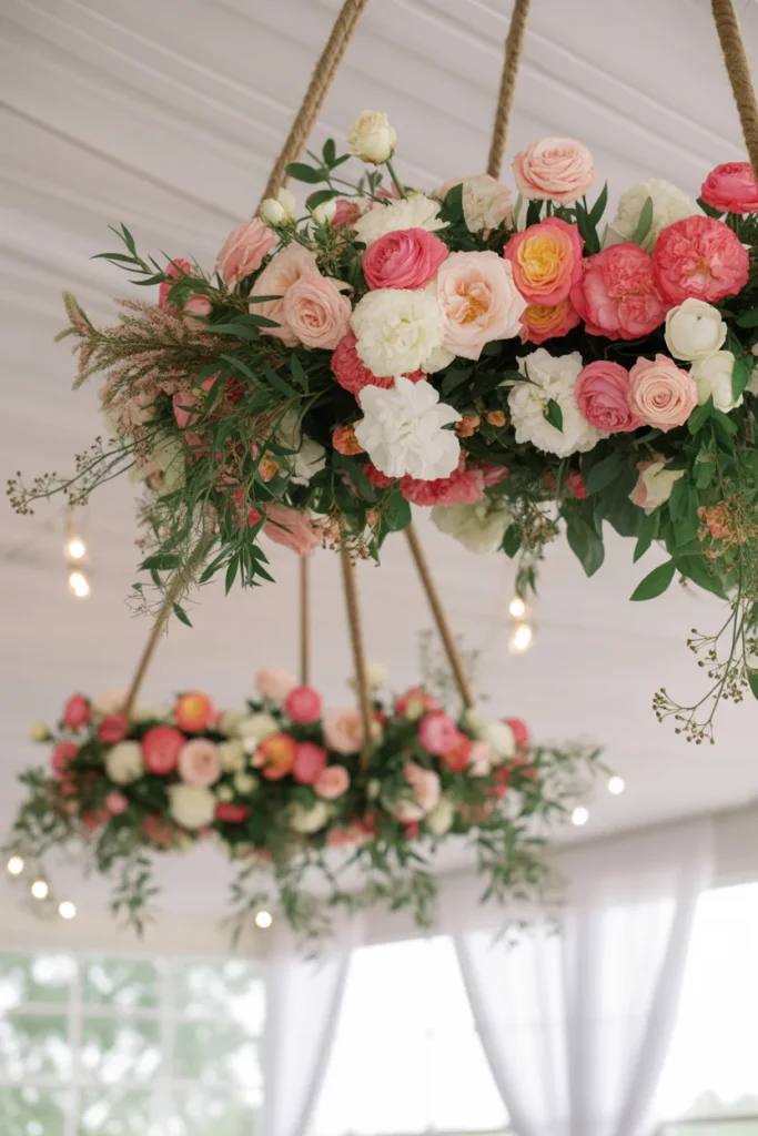 15 DIY Wedding Centerpieces Ideas to Elevate Your Special Day 12 hanging floral arrangements suspended from the ceiling