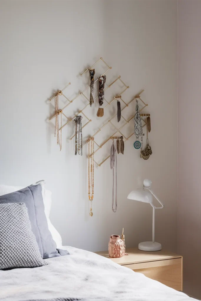 17+ Clever DIY Jewelry Storage Ideas to Keep Your Collection Tangle-Free 4 illustrate a minimalist wall display wit QzwoJZp9RyOxlJeO NPajQ bI6m142KRTmIMkaV0mhHlg