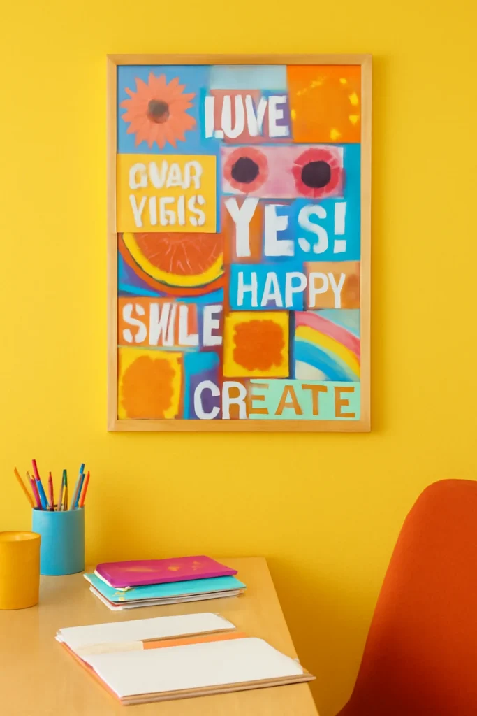 10 DIY Wall Decor Ideas Under $20 8 image of a colorful magazine collage framed