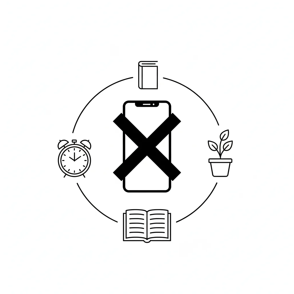 10 Refreshing Digital Detox Ideas to Unplug and Recharge 9 minimalist graphic with a crossed out smartphone icon