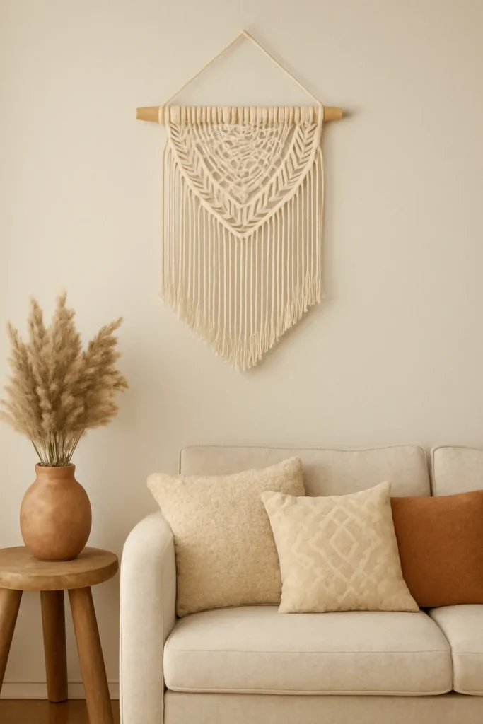 10 DIY Wall Decor Ideas Under $20 7 minimalist macrame wall hanging with white cord