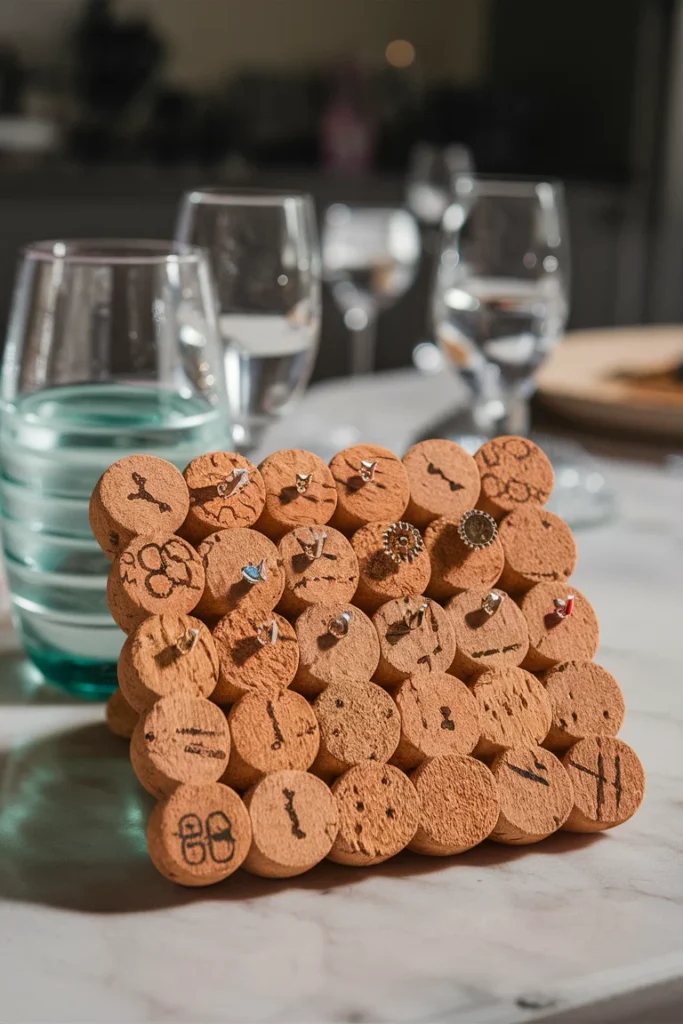 17+ Clever DIY Jewelry Storage Ideas to Keep Your Collection Tangle-Free 9 rectangular board made from glued corks