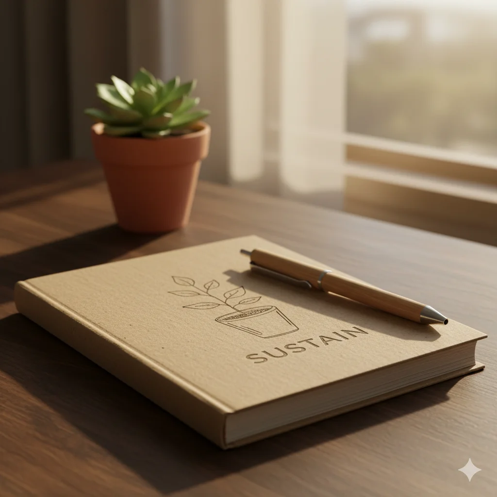 15 Eco- Friendly Home Accessories That Upgrade Any Home 10 rustic recycled paper journal with kraft cover