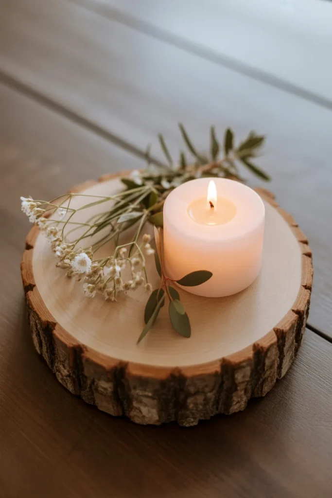 15 DIY Wedding Centerpieces Ideas to Elevate Your Special Day 2 rustic wood slice centerpiece