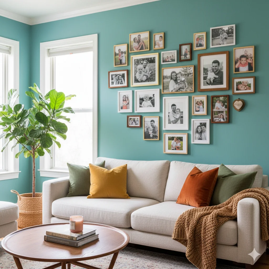 DIY Wall Decor: Transform Your Home with Easy Homemade Projects 2 vibrant living room wall featuring a gallery of framed