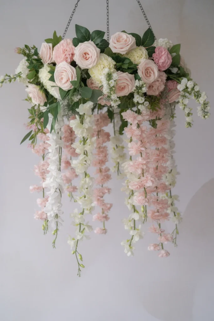 15 DIY Wedding Centerpieces Ideas to Elevate Your Special Day 14 waterfall floral arrangement with flowers cascading