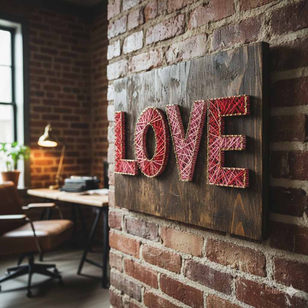 DIY Wall Decor: Transform Your Home with Easy Homemade Projects 4 wooden string art piece spelling LOVE