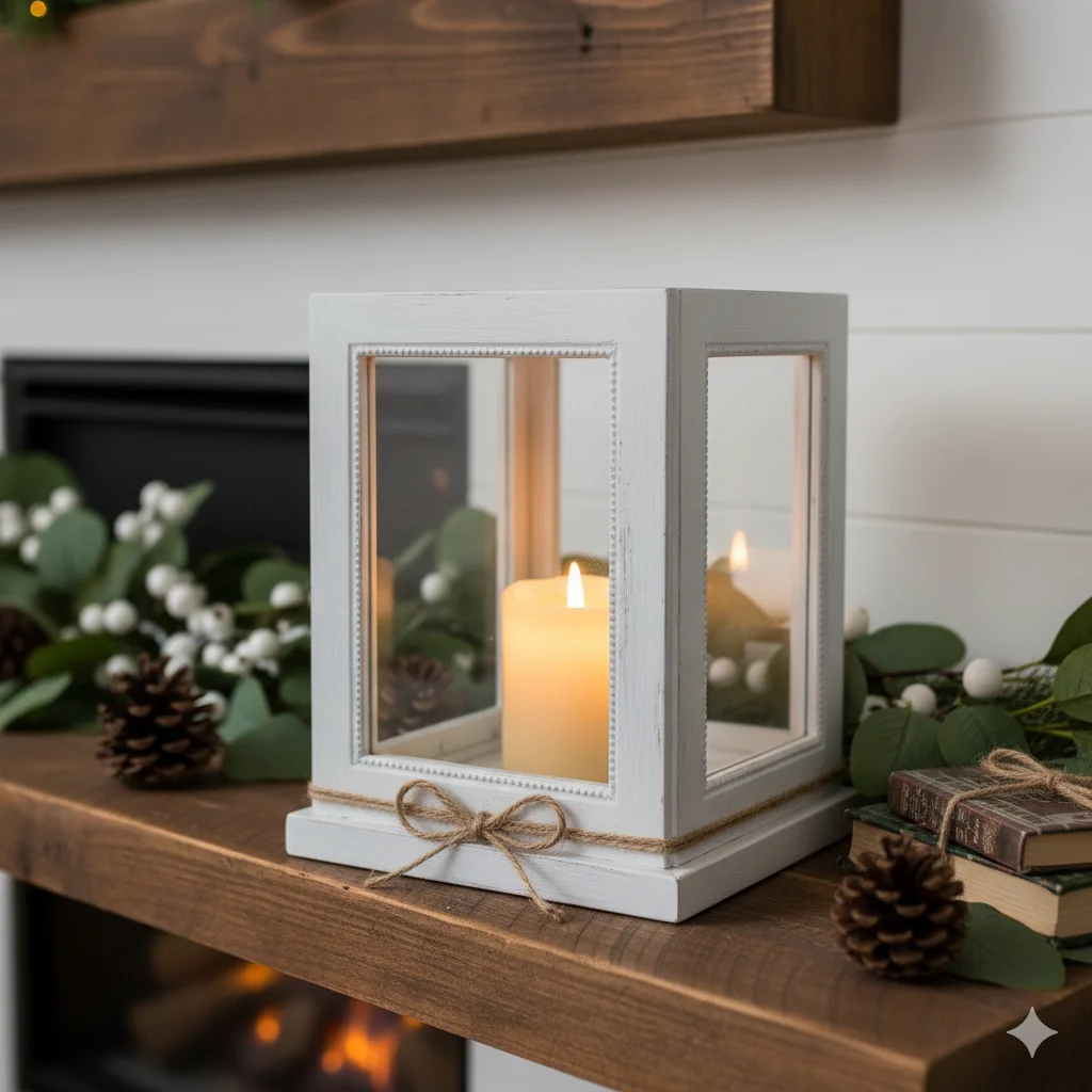 13 Dollar Tree DIY Home Decor Ideas on a Budget 7 A DIY rustic lantern made from four Dollar Tree picture frames